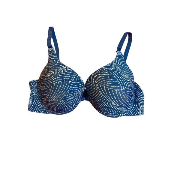 Pink K Victoria Secret Blue & White Underwire Everyday Bra 36 C - Picture 2 of 4